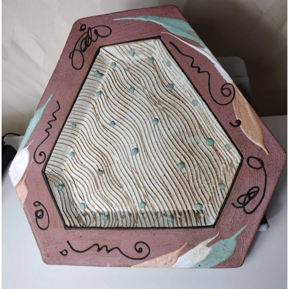 Unique Vintage Cunningham Pottery Plate with Abstract Design in Relief